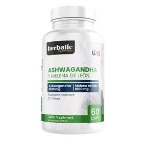 Ashwagandha y Melena de leon 1000mg, 60 cápsulas